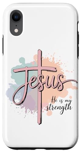 Preppy Christian Jesus Er ist meine Stärke, Frauen Hülle für iPhone XR von aith & Bloom | Christian Encouragement