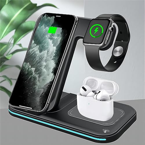 Kabelloses Laden: 3-in-1 kabellose Station für iPhone-Gerät, 15 W schnelles kabelloses Ladeständer-Dock für iPhone14/13/12/11/Pro/Max/XS/XR, für Airpods 3/2/Pro, für Apple Watch 8/Ultra/7/6/SE Kabelloses Laden: 3-in-1 kabellose Station für iPhone-Gerät, 15 W schnelles kabelloses Ladeständer-Dock für iPhone14/13/12/11/Pro/Max/XS/XR, für Airpods 3/2/Pro, für Apple Watch 8/Ultra/7/6/SE von aiworth