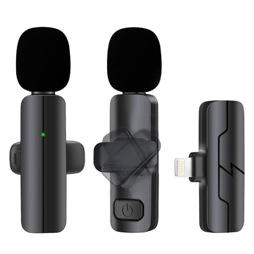 Professionelles kabelloses Lavalier-Ansteckmikrofon für iPhone/iPad – Mini-Clip-Mikrofon für Videoaufnahmen - Dual Lav Mic mit Auto-Sync für YouTube/Podcast/Vlogging/Interviews - Plug-and-Play von aiworth