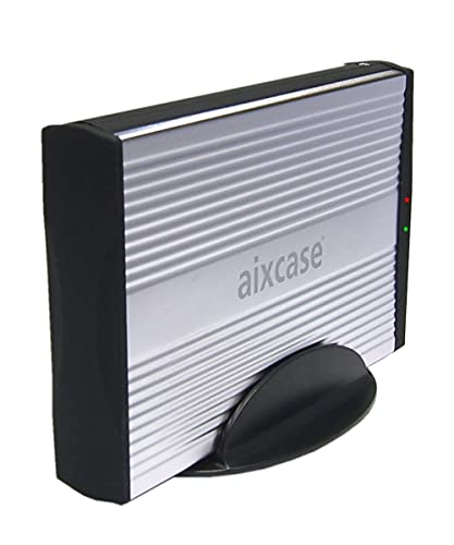 aixcase AIX-BSUB3A1-S USB 2.0 Aluminium-Gehäuse für 3.5 SATA Festplatten mit OTB-Funktion Silber von aixcase