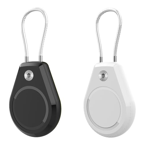 Aiyraa 2er Pack Kompatibel mit AirTag Anhänger Secure Halter mit Drahtseil,Airtag-Schlüsselanhänger Hülle mit Drahtseil Kompatibel mit Airtag für Schlüsselanhänger, Schlüssel, Gepäck (Schwarz+Weiß) von aiyraa