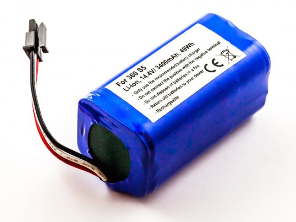 akku500 Akku (14,4 V), Akku wie 2ASP4-S5 für Staubsaugerroboter 360 S5, S6, S7, S9, 14,4V, 3400mAh von akku500