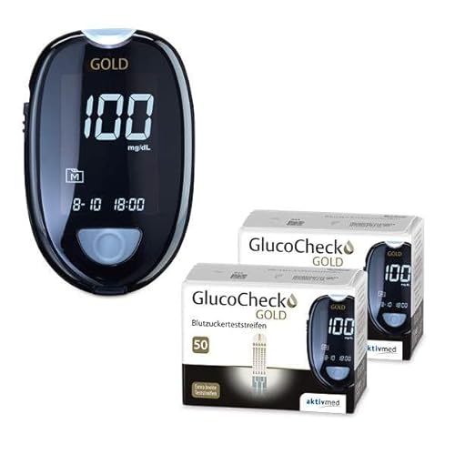 GlucoCheck GOLD Starter-Set (mg/dl) mit 110 Blutzuckerteststreifen von aktivmed