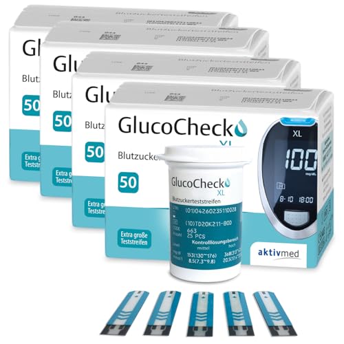 GlucoCheck XL - 200 Blutzuckerteststreifen zur Kontrolle des Blutzucker-Wertes - Anwendbar mit dem GlucoCheck XL Blutzuckermessgerät GlucoCheck XL - 200 Blutzuckerteststreifen zur Kontrolle des Blutzucker-Wertes - Anwendbar mit dem GlucoCheck XL Blutzuckermessgerät von aktivmed
