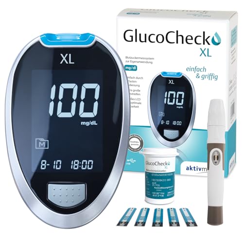 GlucoCheck XL Blutzuckermessgerät (mg/dl) zur Selbstkontrolle des Blutzuckers bei Diabetes von aktivmed