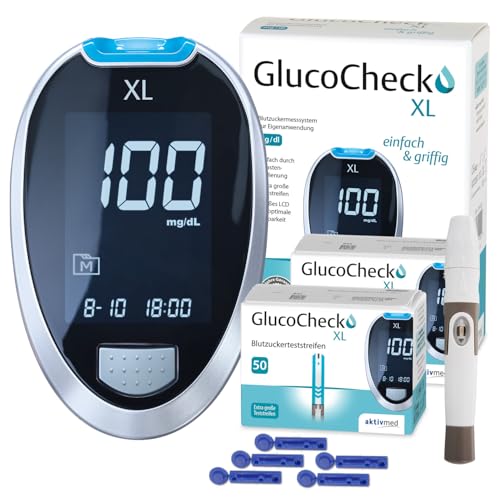 GlucoCheck XL Starter-Set (mg/dl) mit 110 Blutzuckerteststreifen von aktivmed