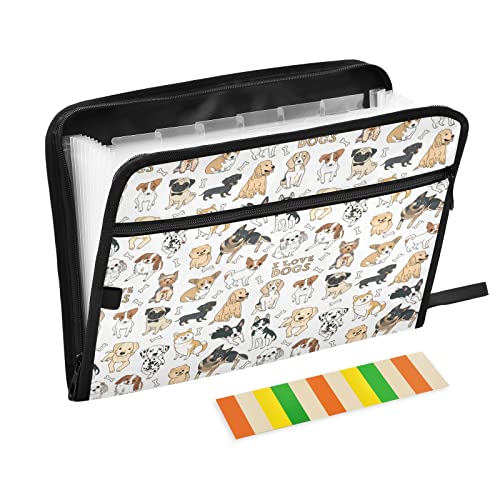 ALAZA Fächermappe mit Cartoon-Motiv für Hunde, Mops, Welpen, 13 Fächer, mit Etiketten, Akkordeon-Aktenordner, Aktenordner, Brief, A4, Papier für Büro, Schule, Studenten ALAZA Fächermappe mit Cartoon-Motiv für Hunde, Mops, Welpen, 13 Fächer, mit Etiketten, Akkordeon-Aktenordner, Aktenordner, Brief, A4, Papier für Büro, Schule, Studenten von alaza