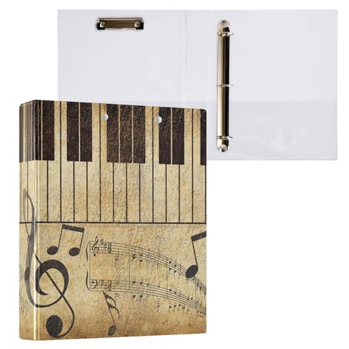 ALAZA Klemmbrett mit 3 Ringen, Klavier und Musiknoten, rund, hält 3,8 cm, 3,8 cm, Ordner mit drei Ringen, robuste Ordner für Schule, Bürobedarf, 1 Stück ALAZA Klemmbrett mit 3 Ringen, Klavier und Musiknoten, rund, hält 3,8 cm, 3,8 cm, Ordner mit drei Ringen, robuste Ordner für Schule, Bürobedarf, 1 Stück von alaza