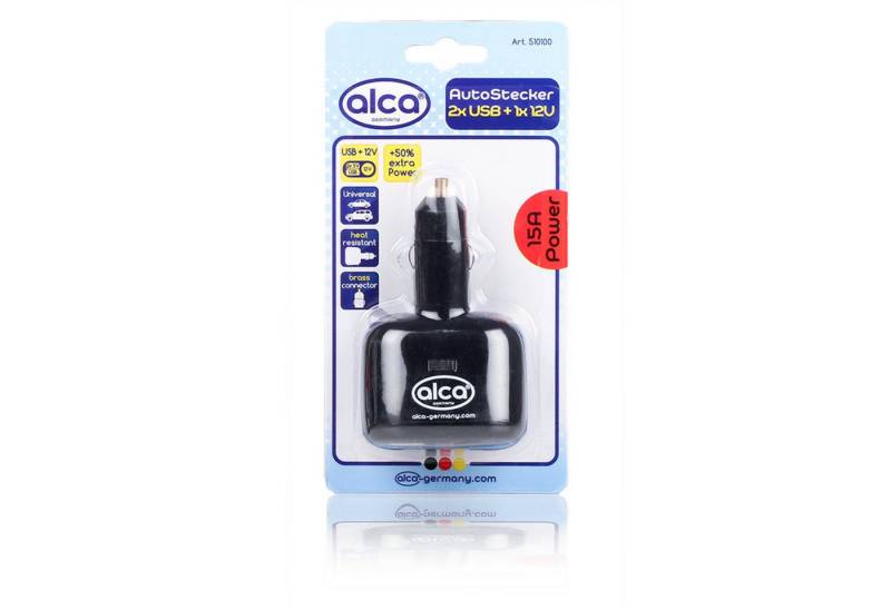 alca Auto Stecker 2 USB und 1 12V Multistecker KFZ Adapter von alca