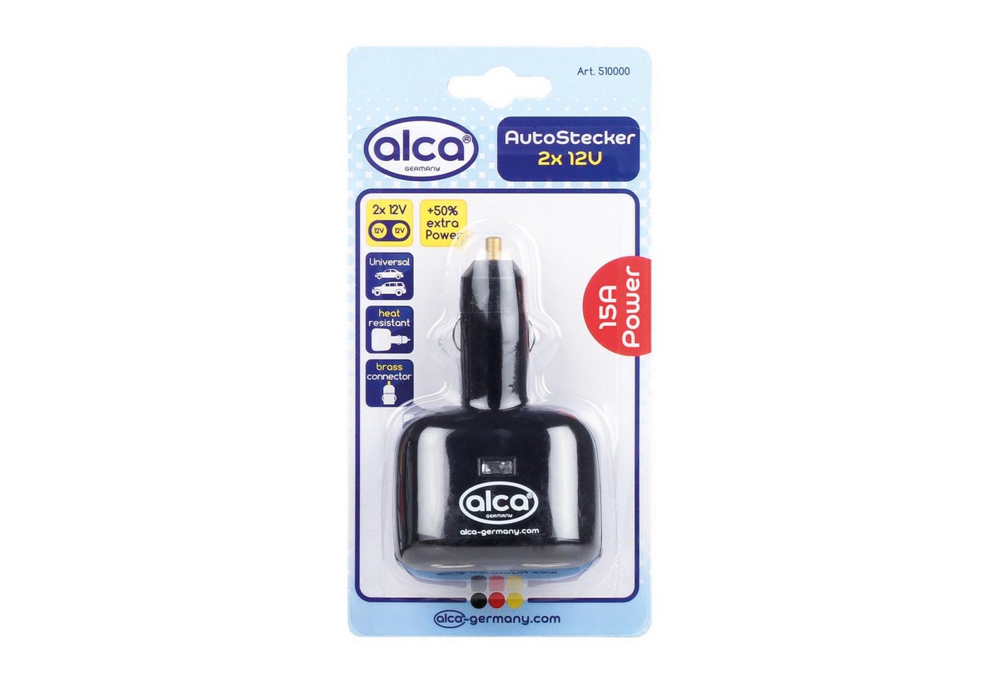 alca Auto Stecker 2x Doppelstecker 12V KFZ Adapter von alca