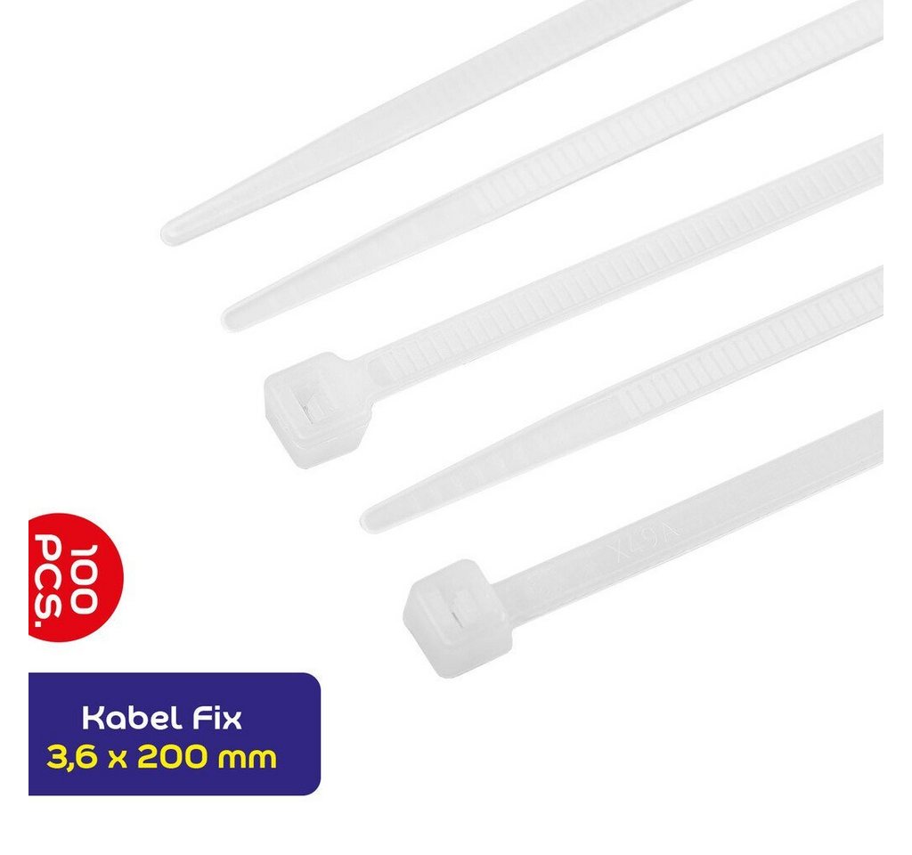alca Kabelbinder Kabelbinder 100 Stück weiß 3,6 x 200mm von alca
