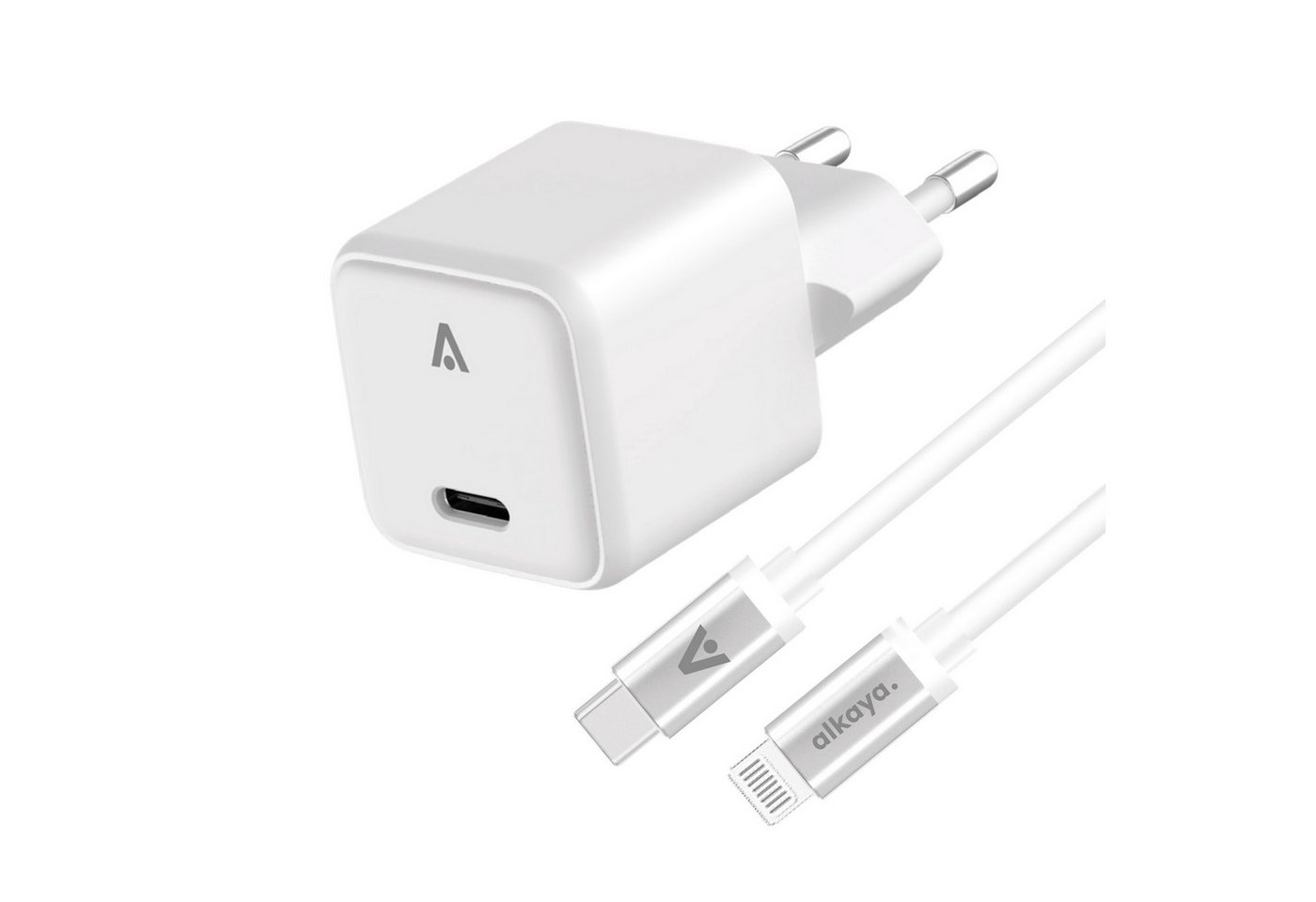 alkaya. Charger Set Ladeadapter mit Lightning Anschluss Smartphone-Ladegerät (Ladekabel, Ladeadapter, Charger Set, Datenkabel Lightning 20W/1m) von alkaya.