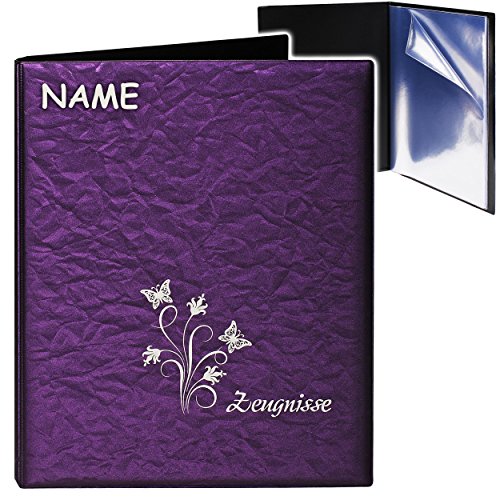 alles-meine.de GmbH A4 - Zeugnismappe/Dokumentenmappe - Zeugnisse Schmetterlinge & Blumen - 3D Metallic Effekt - lila/violett - inkl. Name - GEBUNDEN mit 20 festen .. alles-meine.de GmbH A4 - Zeugnismappe/Dokumentenmappe - Zeugnisse Schmetterlinge & Blumen - 3D Metallic Effekt - lila/violett - inkl. Name - GEBUNDEN mit 20 festen .. von alles-meine.de GmbH