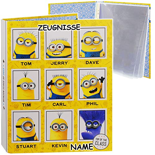 Ringbuch/Zeugnisringbuch - " Zeugnisse " Minions - Ich einfach unverbesserlich incl. Name - mit Einsteckseiten - ERWEITERBAR - 2 Ring - Mechanik - für D.. von alles-meine.de GmbH