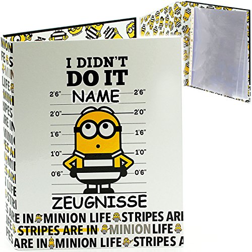 Ringbuch/Zeugnisringbuch - " Zeugnisse " Minions - Ich einfach unverbesserlich inkl. Name - mit Einsteckseiten - ERWEITERBAR - 2 Ring - Mechanik - für D.. von alles-meine.de GmbH