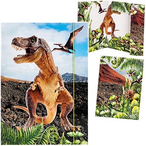 XXL 2 Stück A3 - Zeichenmappen/Sammelmappen Motivwahl Dinosaurier - Tyrannosaurus Rex - Ordner - 44 cm - Mappen für Hefte Zeitschriften Zeichnungen .. von alles-meine.de GmbH