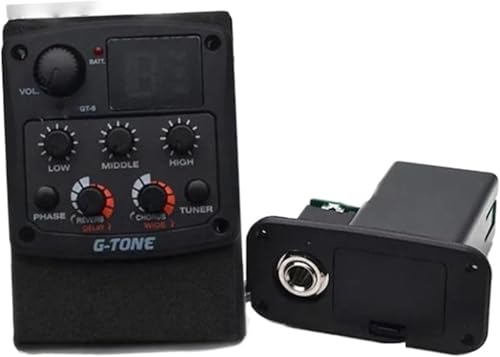 Tonabnehmer für Akustikgitarre, 3-Band EQ Equalizer, Vorverstärker, Piezo-Tonabnehmer, mit Mikrofon, LCD-Display von alljita