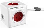 Allocacoc PowerCube Extended, power distribution unit with USB ports, 3 sockets type E, 1.5m, white/red POWERCUBE EXT. USB, RED TYPE E (6403RD/BEEUPC) von allocacoc