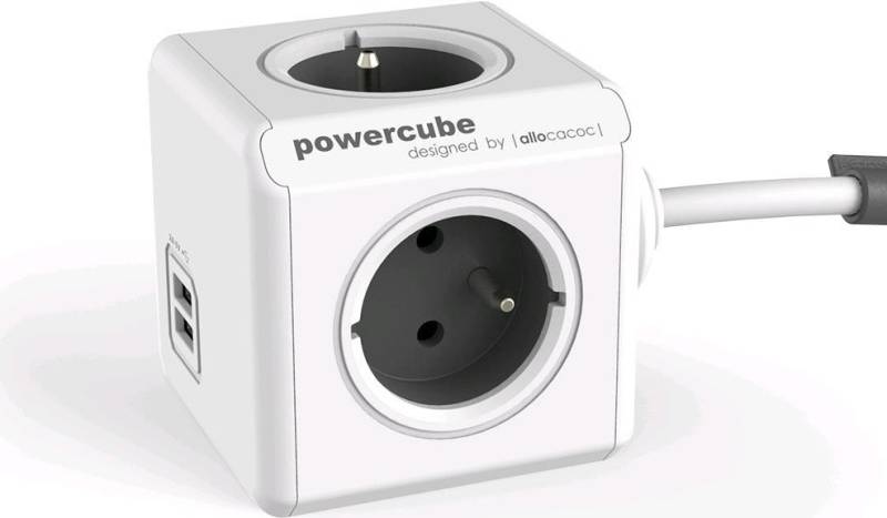 Allocacoc PowerCube Extended USB E(FR) - 3m Verlängerungskabel 4 AC-Ausgänge (PowerCube Extended USB 3m) von allocacoc