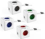Allocacoc PowerCube extended usb - Stromverteilungseinheit - Wechselstrom 230 V - Eingabe, Eingang CEE 7/7 - Ausgangsanschlüsse: 6 (2 x USB, 4 x Stecker Typ F) - 1.5 m - Weiß/Blau von allocacoc