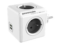 Allocacoc PowerCube original usb - Stromverteiler - AC 250 V - Ausgangsanschlüsse: 4 (2 x USB, 4 x power Type E) - Frankreich - Trolley grau von allocacoc