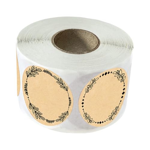Selbstklebende braune Aufkleber mit Kranz-Designs zum Schreiben von Ladenbesitzern und Feiertagsdekorationen, runde Glasetiketten, 500 Stück Selbstklebende braune Aufkleber mit Kranz-Designs zum Schreiben von Ladenbesitzern und Feiertagsdekorationen, runde Glasetiketten, 500 Stück von alloneslife