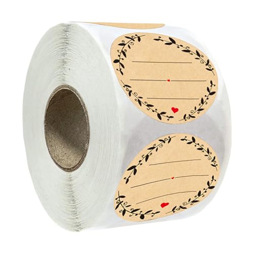 Selbstklebende braune Aufkleber mit Kranz-Designs zum Schreiben von Ladenbesitzern und Feiertagsdekorationen, runde Glasetiketten, 500 Stück Selbstklebende braune Aufkleber mit Kranz-Designs zum Schreiben von Ladenbesitzern und Feiertagsdekorationen, runde Glasetiketten, 500 Stück von alloneslife