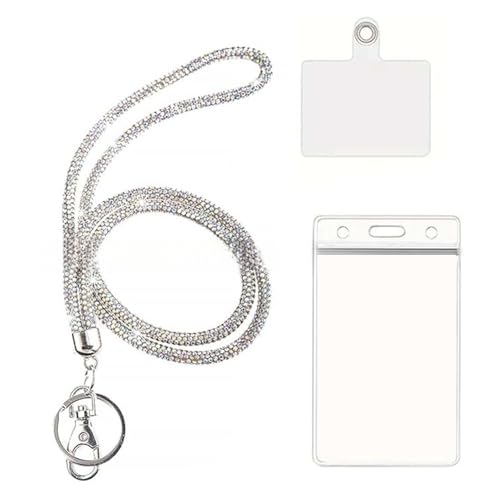 Strass-Schlüsselband für den Hals mit Kartenhalter für Arzt, Krankenschwester, Büropersonal, transparent, vertikal, 6,6 x 11,4 cm Strass-Schlüsselband für den Hals mit Kartenhalter für Arzt, Krankenschwester, Büropersonal, transparent, vertikal, 6,6 x 11,4 cm von alloneslife