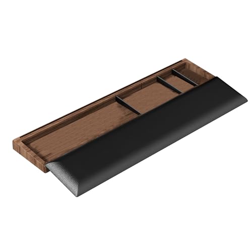 Tastatur-Halterung aus PU-Leder, geneigt, für Tastatur mit Haltbarkeit, Holz-Organizer-Box für ordentliche Arbeitsbereiche Tastatur-Halterung aus PU-Leder, geneigt, für Tastatur mit Haltbarkeit, Holz-Organizer-Box für ordentliche Arbeitsbereiche von alloneslife