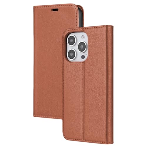 alloneslife Upgrades Schutzhülle für iPhone 16 (Brieftaschen-Hülle, Kartenhalter, Vintage-PU-Leder, Ständer-Verschlüsse, stoßfest, Folios), Hellbraun von alloneslife