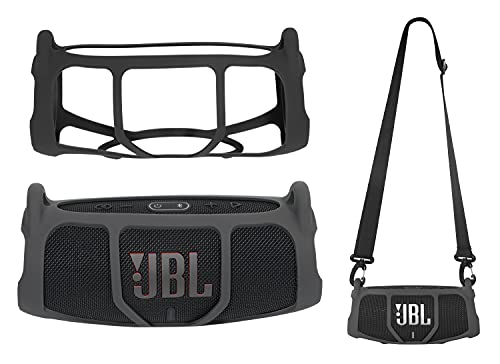 Alltravel Silikon-Schutzhülle für JBL Charge 5 – tragbarer Bluetooth-Lautsprecher, tragbar, vollständiger Schutz, maßgeschneiderte Haut mit Farb- und Formanpassung, nur für Charge 5 (schwarz) von alltravel