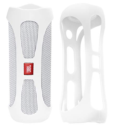 Alltravel Silikon-Schutzhülle für JBL Flip 4 Bluetooth-Lautsprecher, wasserdicht, tragbar, vollständiger Schutz, maßgeschneiderte Haut mit Farbe und Form passend (weiß) von alltravel