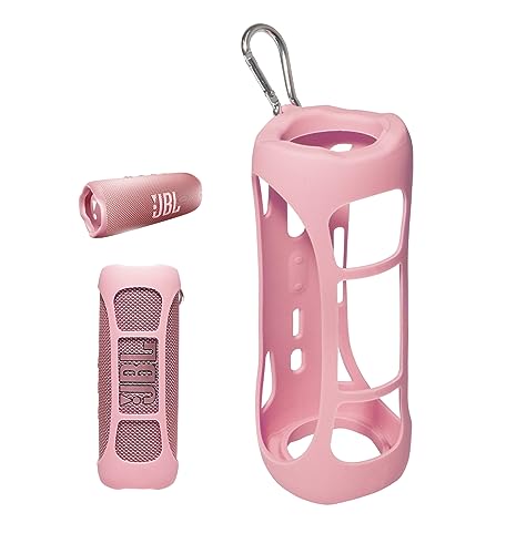 Alltravel Silikon-Schutzhülle für JBL Flip 6 tragbaren Bluetooth-Lautsprecher von Alltravel, tragbare Vollschutzlösung, individuelle Haut mit Farb- und Formabstimmung (Rosa) von alltravel