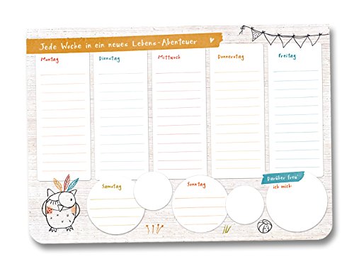 Wochenplaner A5 Block - Planer - Wochenplaner Todo-Block EULE INDIANER gelb - Weekly Planner von almira Design