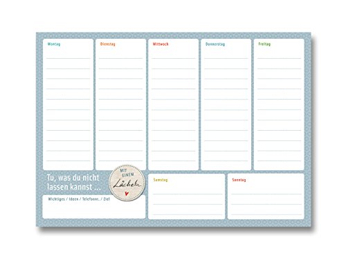 Wochenplaner A5 Block - Planer - Wochenplaner Todo-Block "mit einem Lächeln" blau - Weekly Planner Wochenplaner A5 Block - Planer - Wochenplaner Todo-Block "mit einem Lächeln" blau - Weekly Planner von almira Design