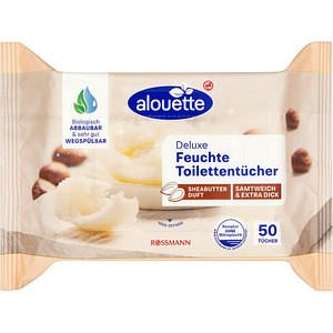alouette Feuchtes Toilettenpapier Deluxe 1-lagig, 50 Tücher alouette Feuchtes Toilettenpapier Deluxe 1-lagig, 50 Tücher von alouette