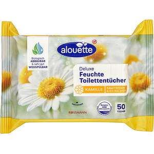 alouette Feuchtes Toilettenpapier Kamille Deluxe 1-lagig, 50 Tücher von alouette