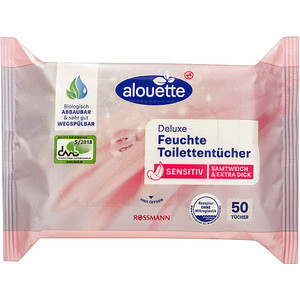 alouette Feuchtes Toilettenpapier Sensitiv Deluxe 1-lagig, 50 Tücher von alouette