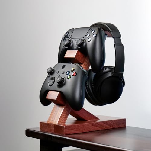alouweekuky Kopfhörer Ständer aus Holz Kopfhörerständer Headphone Holder mit Controller Stand Universal Kopfhörerhalter Kopfhörer Halterung Für PS5/PS4/Xbox/Switch von alouweekuky