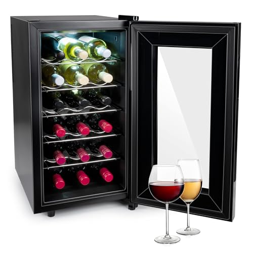 alpina Weinkühlschrank 50L - Weinkühler 230V - Flaschenkühler Temperatur Regelbar von 11°C bis 22°C - Glastür und Innenbeleuchtung - Geräuscharm bis Geräuschlos - Schwarz von alpina