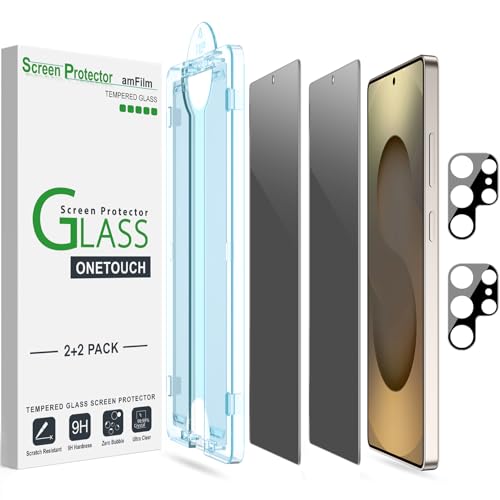 amFilm 2+2 Stück Sichtschutz Schutzfolie für Samsung Galaxy S25 Ultra 5G mit Kamera-Objektivschutz [Anti Spy and Privacy Protection] HD Clear mit Easy Installation Tray (S25 Ultra-6.9') von amFilm