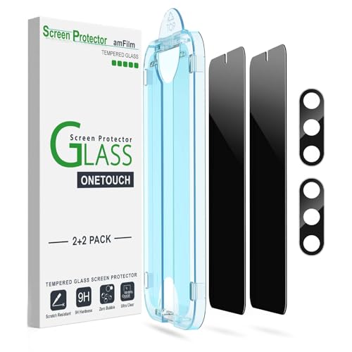 amFilm 2+2 Stück Sichtschutz Schutzfolie für Samsung Galaxy S25 Plus 5G mit Kamera-Objektivschutz [Anti Spy and Privacy Protection] HD Clear mit Easy Installation Tray (S25 Plus-6.7'') von amFilm