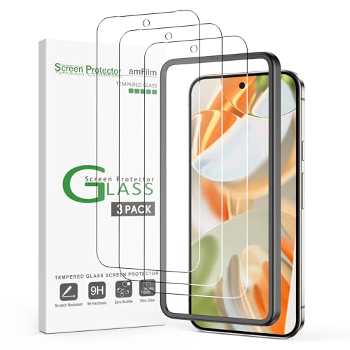 amFilm 3 Stück Displayschutzfolie aus Gehärtetem Glas Kompatibel mit Google Pixel 9 / Pixel 9 Pro von amFilm