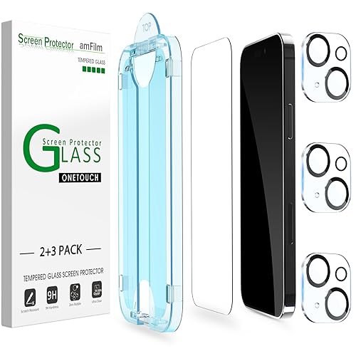 amFilm OneTouch Glas Schutzfolie 2+3 Stück Kompatibel mit iPhone 15 Plus (6.7", 2023) mit Easy Installation Kit, Hülle Freundlich von amFilm