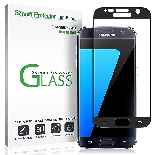 amFilm Schutzfolie für Galaxy S7, Vollständige Abdeckung (Schutz Hüllenfreundliche) Displayschutzfolie für Samsung Galaxy S7 (Schwarz) von amFilm