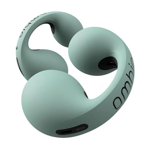 ambie Sound Earcuffs – Offene Ohrhörer, Bluetooth, kabellose Ohrklemmen-Kopfhörer mit integriertem CVC 8.0-kompatiblen Mikrofon, 6 Stunden Spiel, Clip-On-Ohrmanschetten-Headset, Aschgrün von ambie