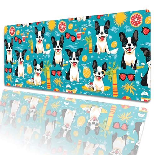 amepay Boston Terrier Gaming-Mauspad, 80 x 30 cm, Hunde-Strandspaß, große erweiterte Schreibtischunterlage mit rutschfester Gummiunterseite, Sommer-Mauspad für Laptop, Computer, PC, für Gamer, Büro amepay Boston Terrier Gaming-Mauspad, 80 x 30 cm, Hunde-Strandspaß, große erweiterte Schreibtischunterlage mit rutschfester Gummiunterseite, Sommer-Mauspad für Laptop, Computer, PC, für Gamer, Büro von amepay