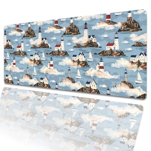 amepay Coastal Lighthouse Gaming-Mauspad, 80 x 30 cm, Segelboot-Wolke, große erweiterte Schreibtischunterlage mit rutschfester Gummiunterseite, großes Mauspad für Laptop, Computer, PC, für Gamer, Büro amepay Coastal Lighthouse Gaming-Mauspad, 80 x 30 cm, Segelboot-Wolke, große erweiterte Schreibtischunterlage mit rutschfester Gummiunterseite, großes Mauspad für Laptop, Computer, PC, für Gamer, Büro von amepay