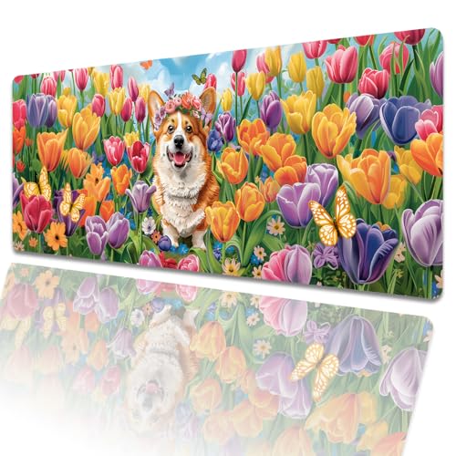 amepay Corgi Gaming-Mauspad mit niedlichem Corgi, 80 x 30 cm, große erweiterte Schreibtischunterlage mit rutschfester Gummiunterseite, großes Tulpen-Mauspad für Laptop, Computer, PC, für Gamer, Büro amepay Corgi Gaming-Mauspad mit niedlichem Corgi, 80 x 30 cm, große erweiterte Schreibtischunterlage mit rutschfester Gummiunterseite, großes Tulpen-Mauspad für Laptop, Computer, PC, für Gamer, Büro von amepay