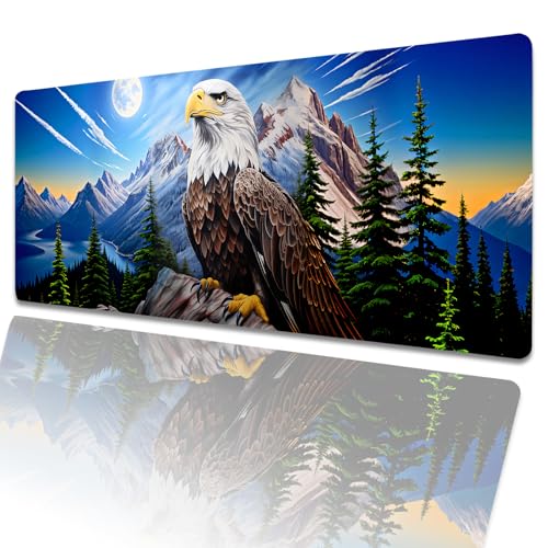 amepay Eagle Gaming-Mauspad, 80 x 30 cm, Motiv: Amerikanischer Glatzenvogel mit rutschfester Gummiunterseite, Mond, großes Mauspad für Laptop, Computer, PC, für Gamer, Büro, Heimdekoration amepay Eagle Gaming-Mauspad, 80 x 30 cm, Motiv: Amerikanischer Glatzenvogel mit rutschfester Gummiunterseite, Mond, großes Mauspad für Laptop, Computer, PC, für Gamer, Büro, Heimdekoration von amepay